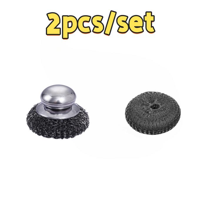 Spazzola per pentole in acciaio inossidabile da cucina con manici Spazzola per pentole in metallo resistente con sfera in filo per lavare i piatti Strumento per la pulizia di pentole e padelle in casa