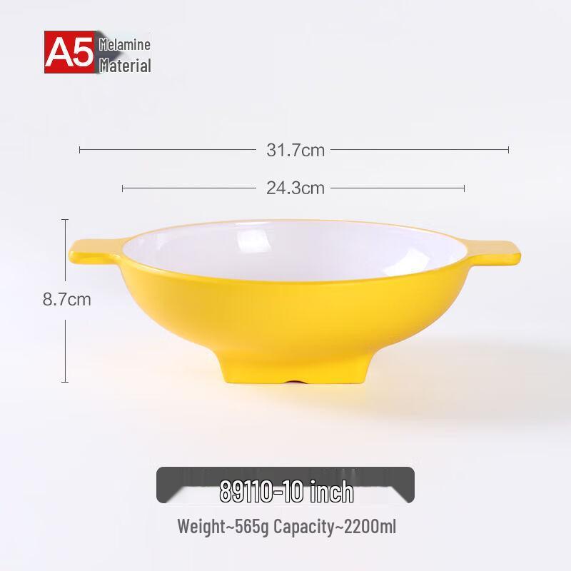 Two-Tone Melamine Noodle Bowl with Handles