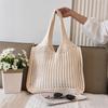 Hollow Out Solid Color Shoulder Bag Fabric Shopper Tote Bags High Quality Versatile New Soft Women's Handbags