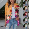 Women's Ruffle Trim 3/4 Sleeve Open Front Cardigan Floral Print Lightweight Layering Top for Casual Wear