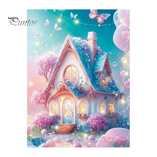 

5D Красочные стразы Алмазный художественный комплект Dream Pink Series House Pattern DIY Craft Набор для рисования стразами для взрослых и детей A