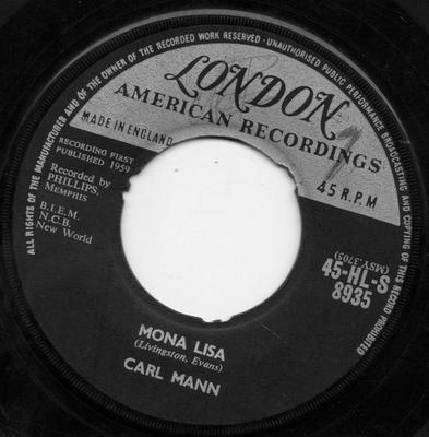 7-Zoll Schallplatte CARL MANN - Mona Lisa / Foolish One 45HLS8935 London Records, 1959 UK Rock Gebraucht