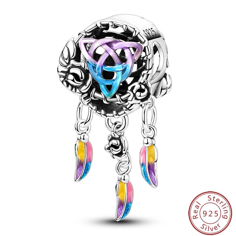 100% Copper Crescent Circular Dreamcatcher Net Lucky Blessing Series Charms Beads 3Mm Diy Fine Jewelry Making