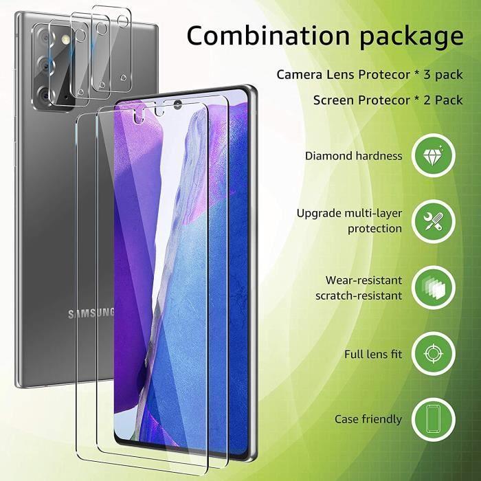 [2+3 delar] Härdat glas och kameraskydd för Samsung Galaxy Note 20 6,7 tum med installationsverktyg Note 20 Glas