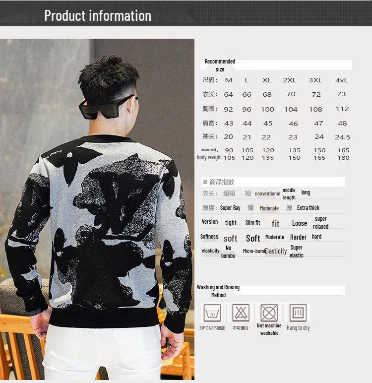 Men's Trendy European Knitwear Sweater: Long Sleeve, Round Neck, Versatile Korean Style Base Layer