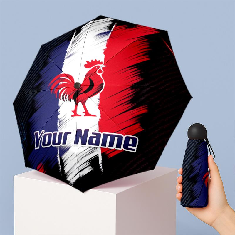 France National Football Team Manual Five Fold 8 Rib Umbrella Support Custom Text, Lightweight Travel Umbrella