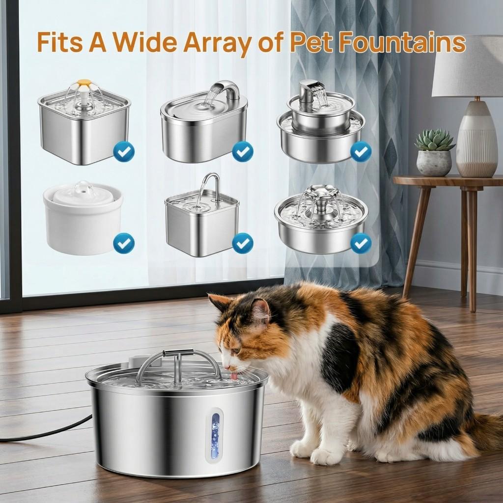 12PCS Cat Water Fountain Activated Carbon Sponge Filters for Stainless Steel Water Dispenser Pet Healthy Water Care Accessory