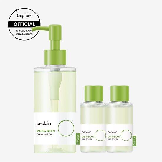 BEPLAIN Olejek Oczyszczający z Fasoli Mung 200ml+20ml+20ml | Koreański Makijaż Usuwanie Wągrów i Głębokie Oczyszczanie Porów