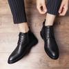 Bequeme Herrenschuhe aus Leder, Chelsea-Boots, Luxus s, lässige Business-Schuhe, High-Top Herrenstiefel mit spitzer Zehenpartie
