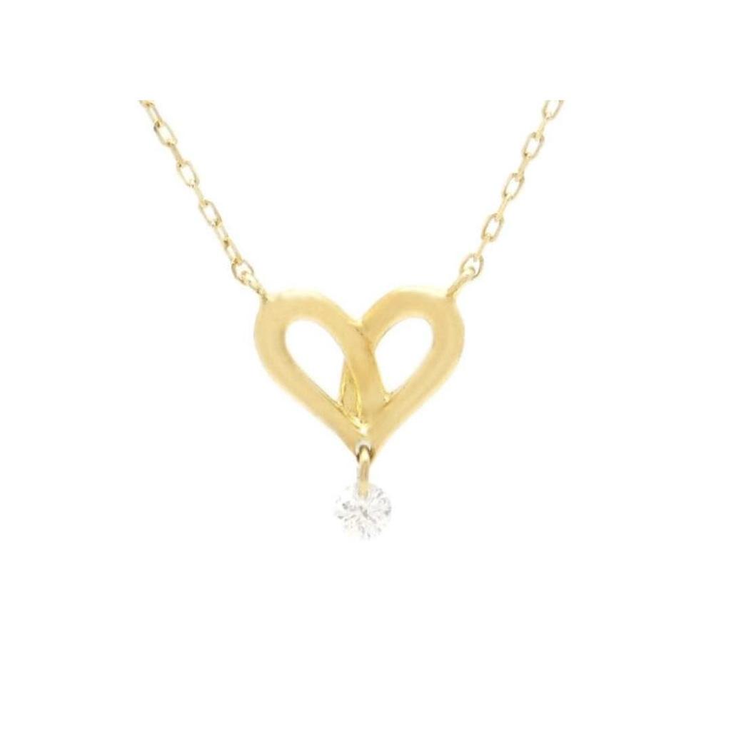 Used AHKAH K18 Fil Rouge Heart Petit Sway Swing Diamond Necklace