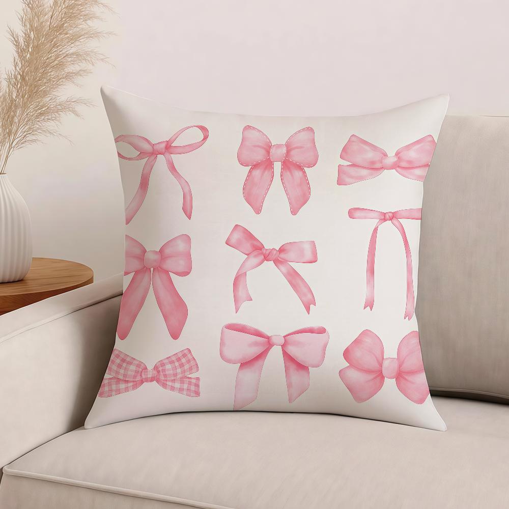 

Art Pink bow cherry lovely kawaii Pillow Case Office Cushions Suitable For Sofa Car Bedroom Decorative Cushion Cover 12x12Inch