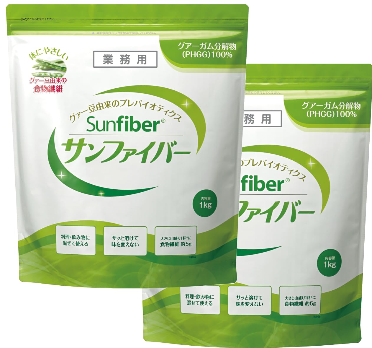 

Sunfiber 1kg x 2 bags set Guar gum decomposition product Used in medical settings Powder Water Dissolves quickly Gentle on the body Tasteless and