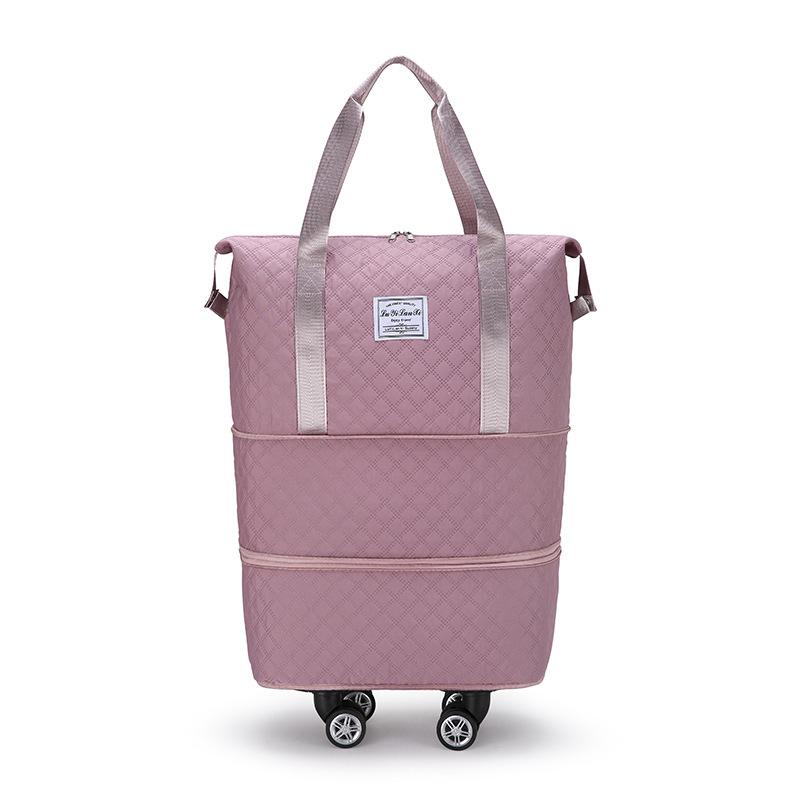 Expandable Large Capacity Travel Bag with Wheels, Double Layer, Foldable, Wet & Dry Separation, Ideal Hospital Carry-on