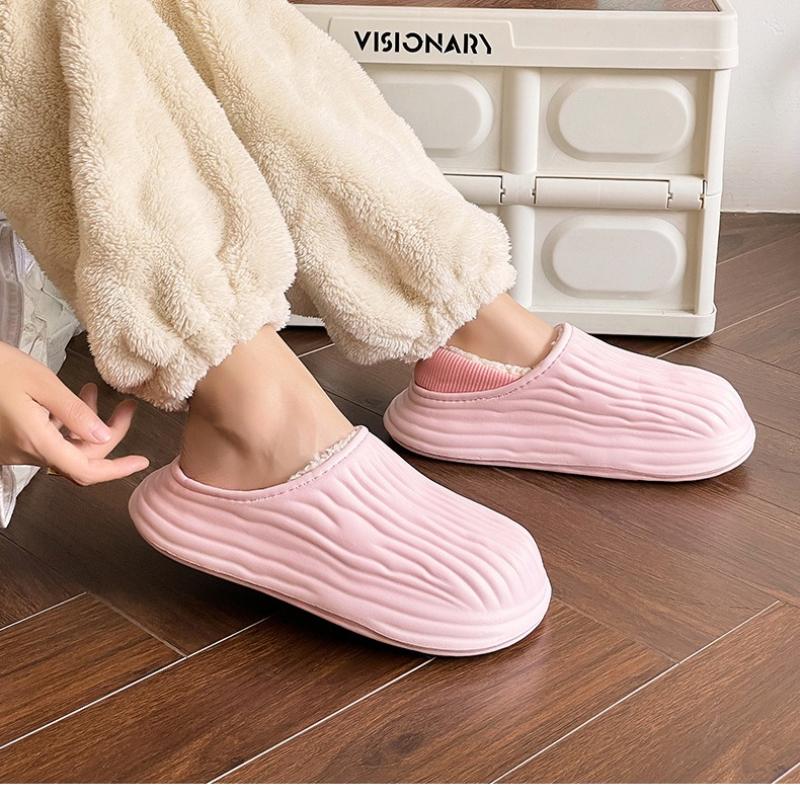Zimní zateplené Dámské Pantofle Běžné Plyšové Ploché Domácí Vodotěsné Neklouzavé Boty Vnitřní Venkovní Silná platforma Domová pantofle