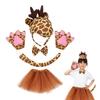 1/3/4/5 Kids Girls Giraffe Ears Headband Bowtie Tutu Skirt Giraffe Tail Animal Giraffe Costume Set for Halloween Cosplay Party