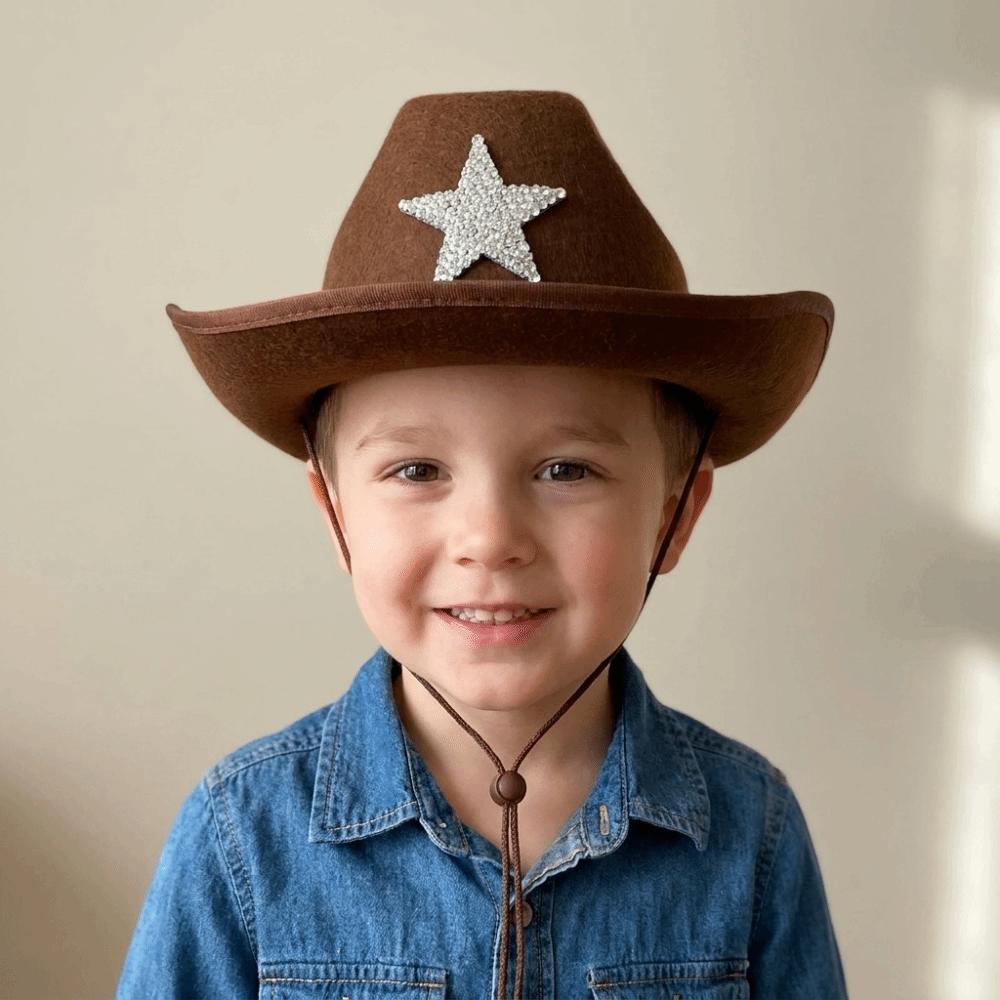 Rhinestone Summer Sun Hat Sparkling Kids Bucket Hat Cool Western Cowboy Hat Dress-Up