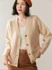 Women's V-Neck Cashmere Cardigan - 2025 Fall/Winter: Ribbed, Gentle, Slimming, Loose-Fit Short Jacket