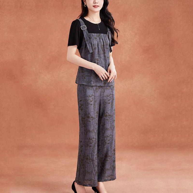 2025 Summer Fashion: Trendy Influencer Street Style Two-Piece Set with Wide-Leg Pants