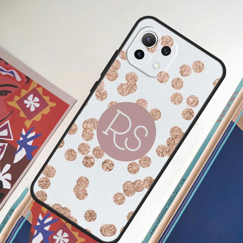 Custom Polka Heart Rose Gold Monogram Case For POCO F5 X3 X5 Pro F4 X4 GT F3 M5s M5 Cover For Xiaomi 13 Lite 12 11 11T 12T Pro