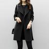 Autumn/Winter Women's Medium-Length Woolen Jacket Loose-Fit Slimming Double-Row Buttoning Overcoat