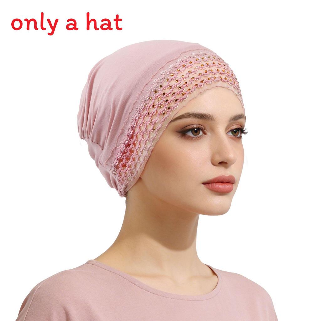 Silk Cotton Sunshade Headscarf With Adjustable Fit And Rhinestone Decor For Summer And Winter Fashion