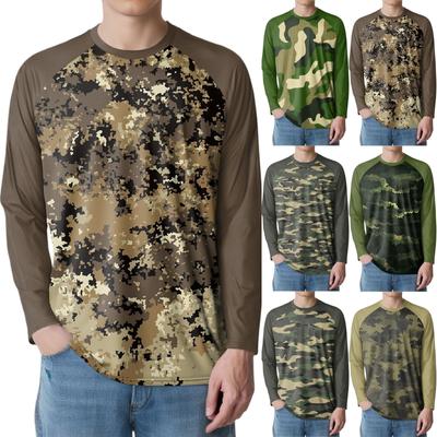 Men's Fashion Printed Raglan Long Sleeve Sports Top