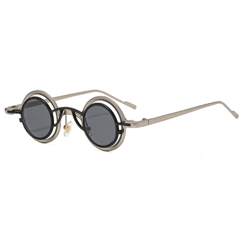 Round Metal Frame Sunglasses Retros Trendy Light Weight Sunglasses with Sun Protecting for Outdoor Activity