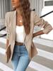 Women's Long Sleeve Open Front Blazer Button Detail Casual Work Office Jacket