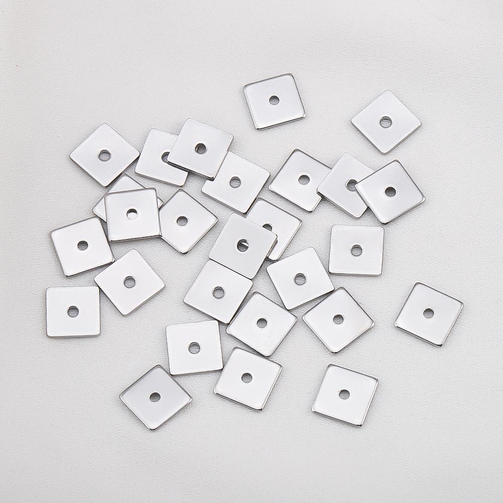 25pcs 50pcs 8mm Stainless Steel Square Flat Spacer Beads Loose Beads Hole 1.3mm Gold Color Bead for Jewelry Making DIY Wholesale