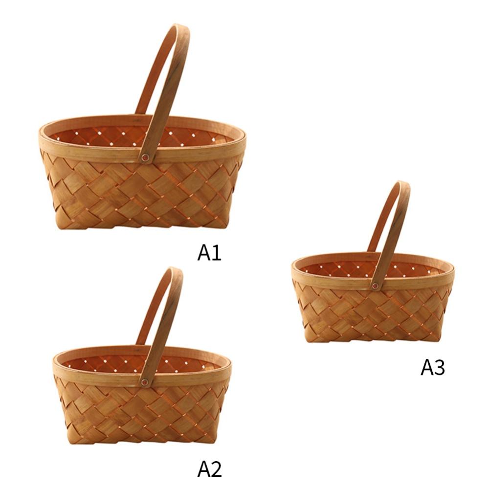 Garden Hand-woven Picking Baskets Storage Basket Container With Handle Outdoor Picnic Storage Basket Fruit Sundries Organizer