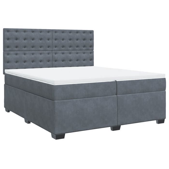 Maison Exclusive - Sommier à lattes de lit et matelas Gris foncé 200x200cm Velours