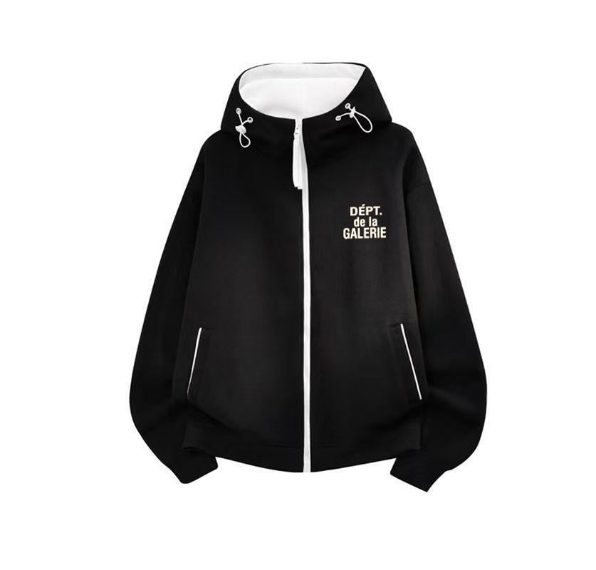 American High Street Gallery Classic French Vintage Color Block Zip-Up Hoodie Medium чёрный