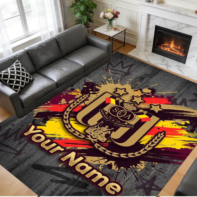 Crystal Velvet Rug Custom Name Text, Soft Non Slip Floor Mat Home DecorAnderlecht FC