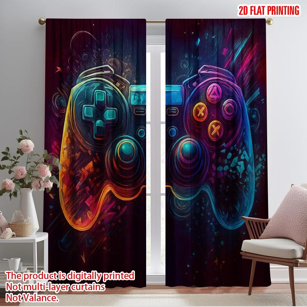 

2pcs,2D plane printing Window Curtain CyberJoystick 100% Polyester (without rod) Holiday Use for Bedroom, Living Room, Office 52.50×116.00 CM 2pcs