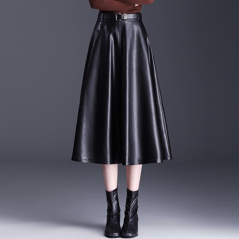 

Юбка миди из овчины с высокой посадкой на осень/зиму 2025 - Приталенный крой, простой темперамент Triple Extra Large