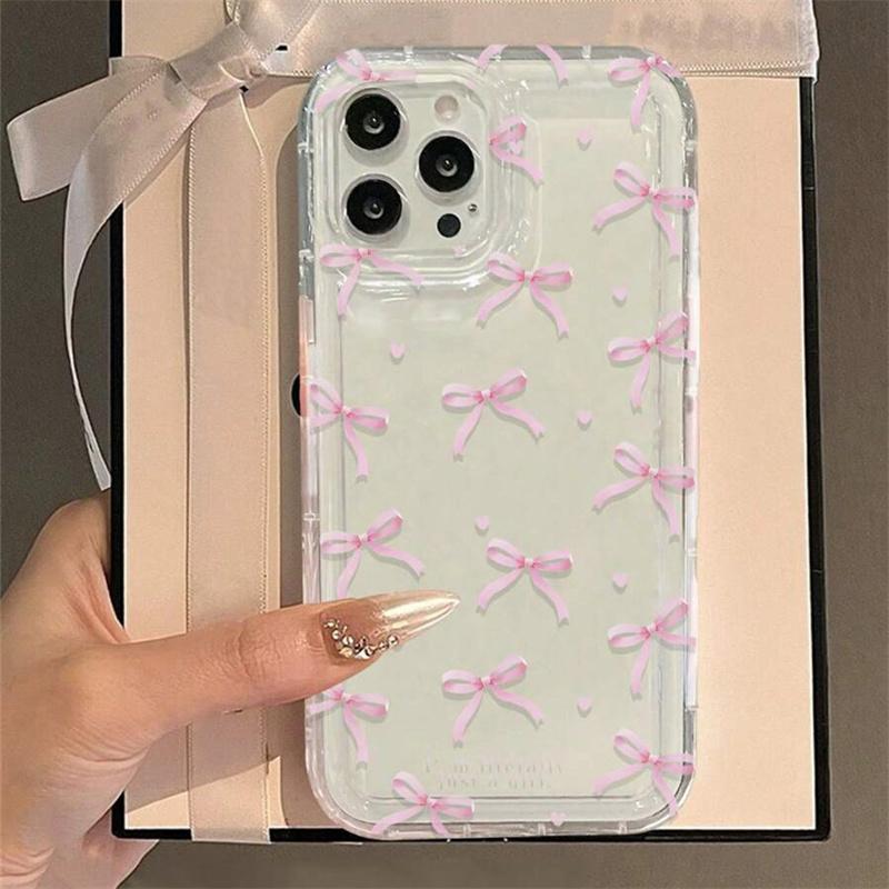 Cute Pink Heart Bow Soft Phone Case for  Poco F5 X3 X6 Pro 5G Mi 14 13 12 12T 13T Pro 11 Lite 5G NE Anti-Fall TPU Cover