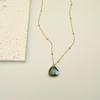 Elegant Blue Braided Rope Labradorite Necklace with Stainless Steel and Natural Stone Pendant