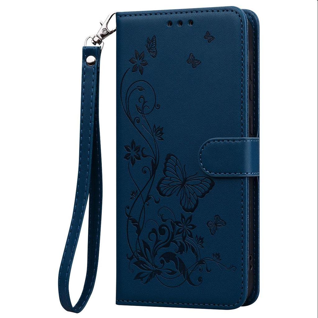 Elegant Butterfly Floral Flip Leather Phone Case for OPPO Reno15 5G Long Shoulder Strap Wrist Lanyard Cover