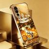 Funda de teléfono de cristal electrochapado con letra S de corona adecuada para Samsung Galaxy S26 S25 S24 S22 S21 S20 FE/Ultra/Plus anticaída