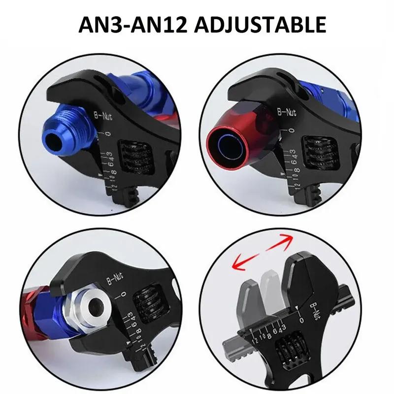 Adjustable Wrench AN 3 4 6 8 10 12 Aluminum WRENCH HOSE Fitting Tool Aluminum Spanner AN3-AN12