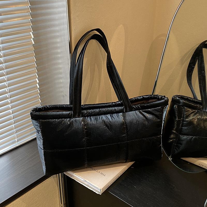 Down cotton bag, women s large-capacity casual tote bag, lightweight niche large-capacity shoulder underarm bag