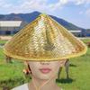 Chinese Straw Hat Handmade Rattan Hat Stylish Straw Hat with Adjustable Chin Strap for Fishing Gardening Camping Hiking Outdoors