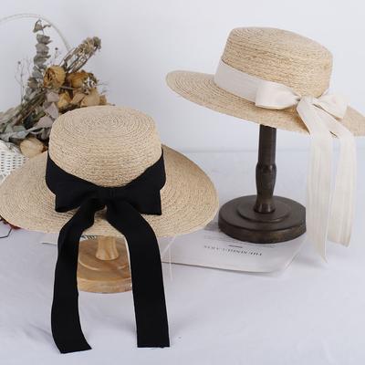 2023 Elegant Women's RAFFIA Hats Bow Straw Hat with Large Brim Women's Hats for the Sun Summer Hat Straw Hat Bucket Hat Golf Hat