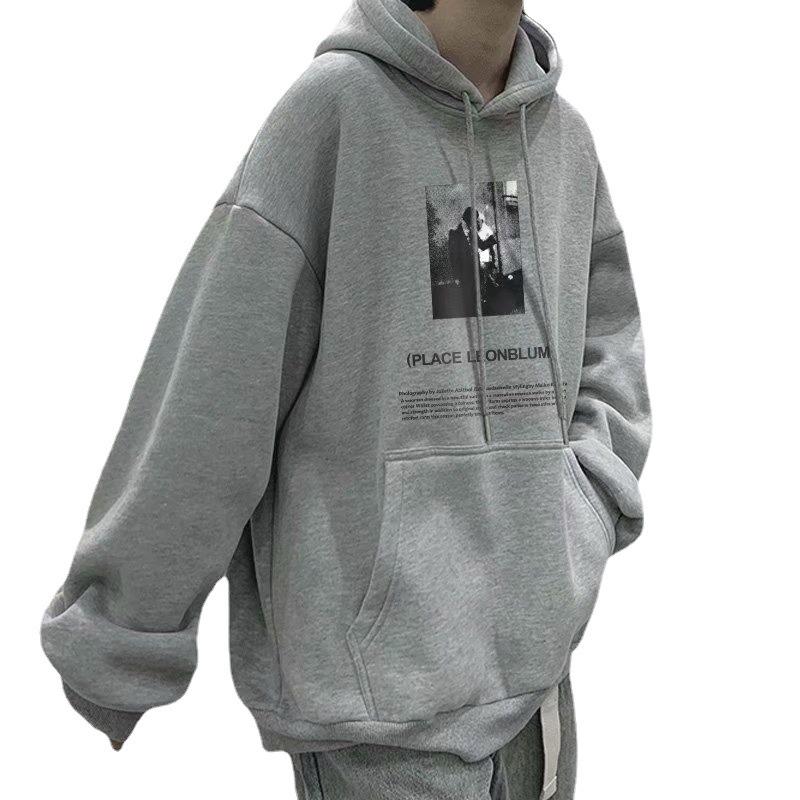 Guochao Men's Oversized Heavyweight Fleece-Lined Hoodie, Plus Size, American Style, Autumn/Winter 2022 Edition.