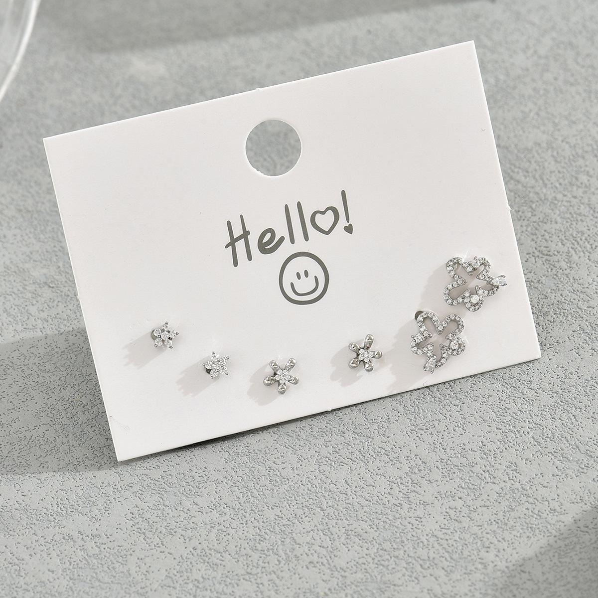 

Комплект женских серег-гвоздиков с микроинкрустацией цирконием, простые маленькие ароматные цветочные серьги-гвоздики, универсальные серьги.