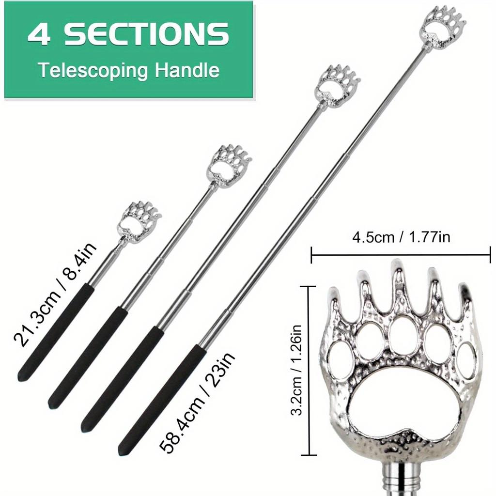 1pc Portable Extendable Telescopic Bear Claws Metal Back Scratchers/Hand Massager/Backslap with Rubber Handles Body Care Tools