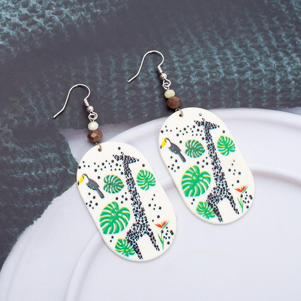 Korean Fashion Geometric Giraffe Retro Acrylic Earrings
