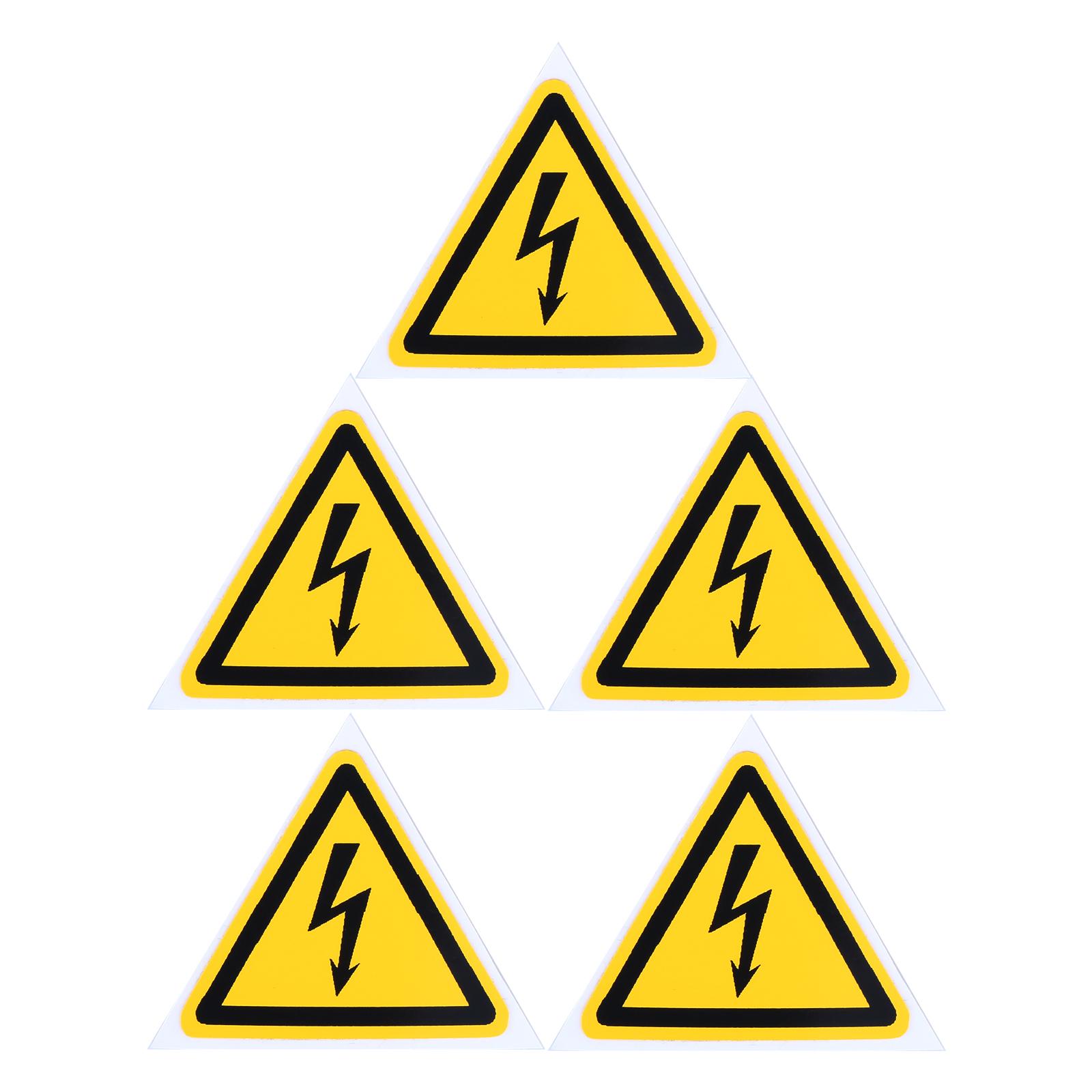 

5pcs 2.5/5cm Triangle Safety Warning Stickers Beware of Electric Shock Equilateral PVC Adhesive Labels Yellow Sign Car Decal