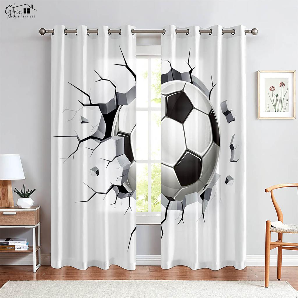 Sportovní Fotbalové Prolamující Zeď 3D Tisk Závěsy Moderní Jednoduché Módní Závěsy Ložnice Obývací Pokoj Kuchyně Dekorační Závěs