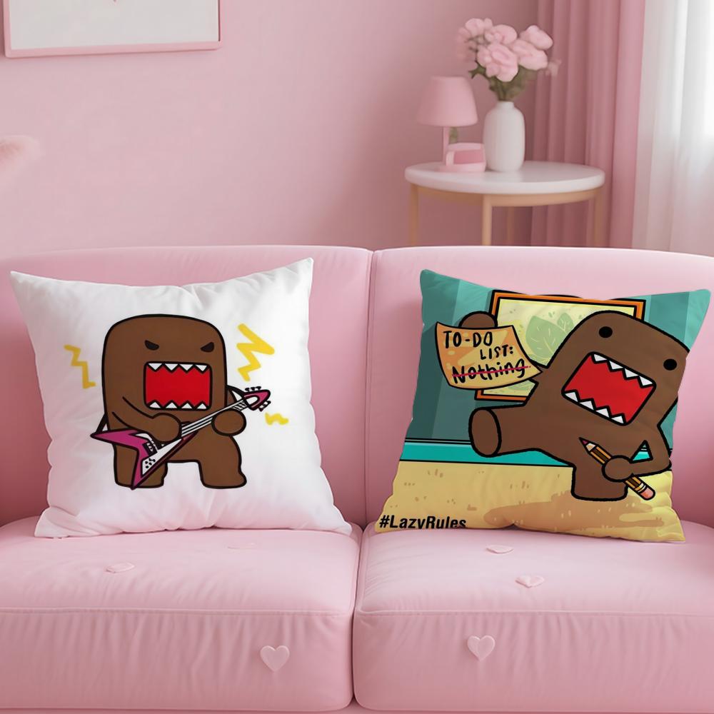 Cartoon Funny Domo-Kun Cushion Cover Soft Short Plush Double-Sided Printing Home Decor Machine Washable Pillow Case Gift